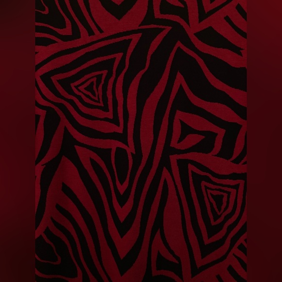 LuLaRoe Julia Dress — Red/Black Tribal Print, size S. - Picture 3 of 6